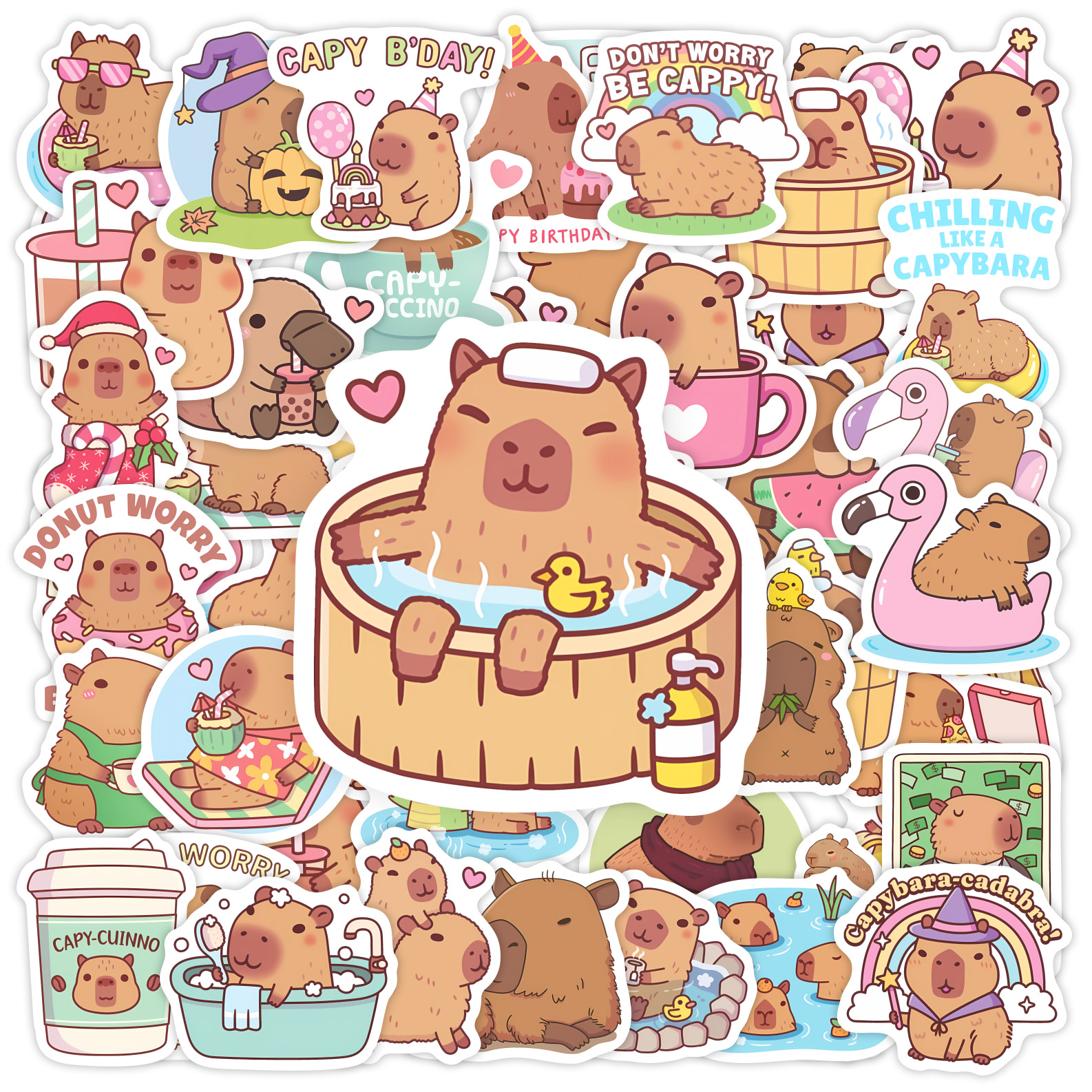Cute Capybara Cafe Stickers Ca - огляд і ціна Kids Toys Laptop