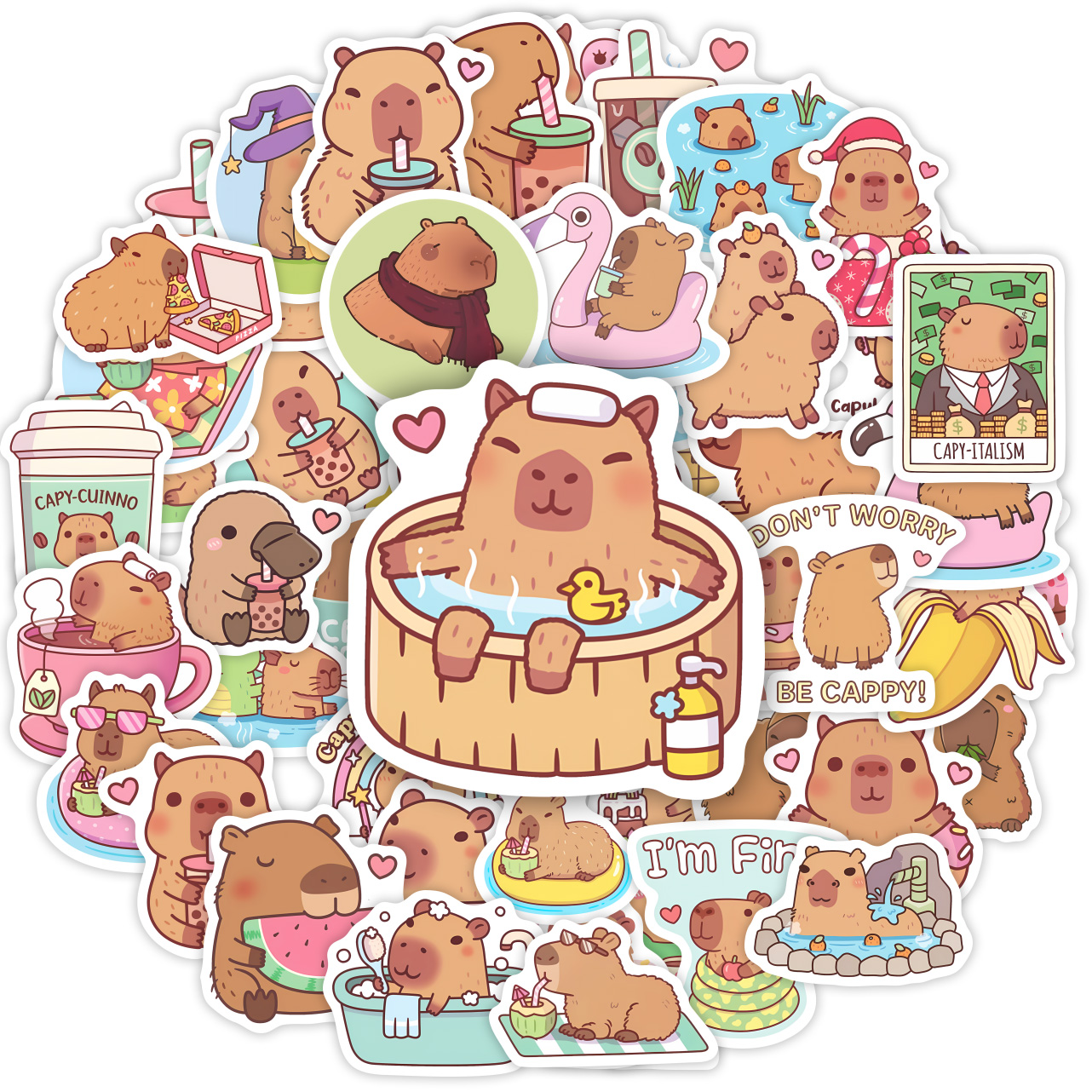 Cute Capybara Cafe Stickers Ca - огляд і ціна Kids Toys Laptop
